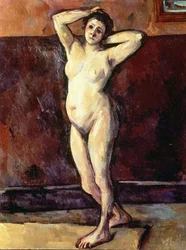 Mulher nua de pé